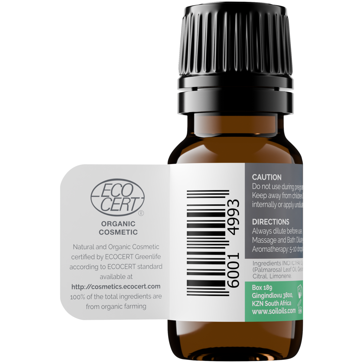 Organic Palmarosa Essential Oil (Cymbopogon Martini) 10ml