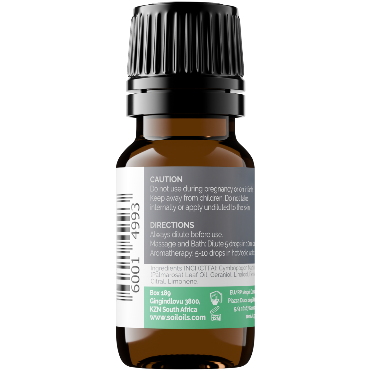 Organic Palmarosa Essential Oil (Cymbopogon Martini) 10ml